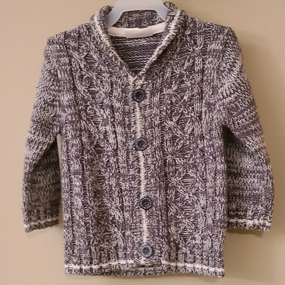 Grey heavy knit button up sweater